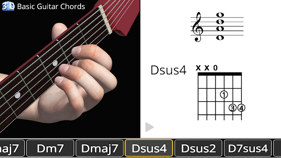 آکوردهای گیتار به صورت سه بعدی با اپلیکیشن - guitar 3D basic chords برای اندروید و ios