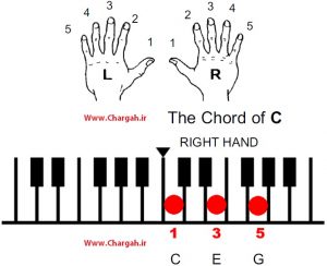 آموزش پیانو تصویری به صورت رایگان همراه با فیلم آموزشی - شماره گذاری انگشتان و قرار گیری انگشتان به منظور اجرا اکورد